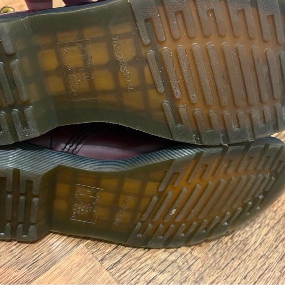 Dr. Martens Burgundy Leather Boots with Yellow Stitching - Picture 11 of 11